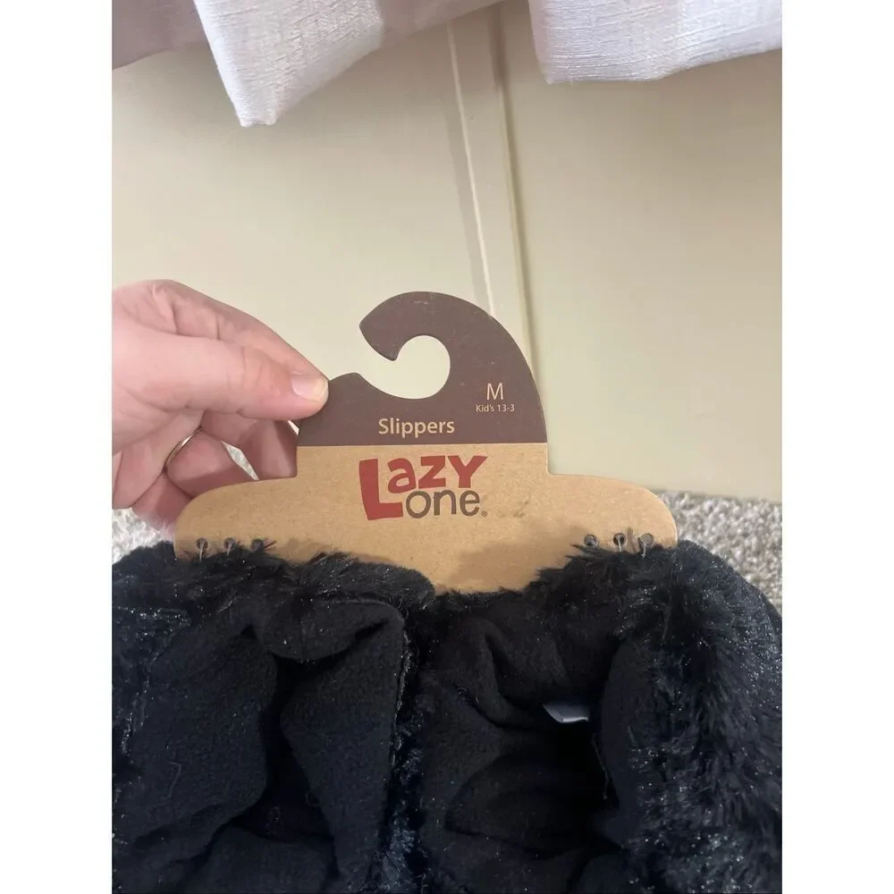 Lazy One Black Bear Paw Slippers Kids Size Medium (13-3) NEW